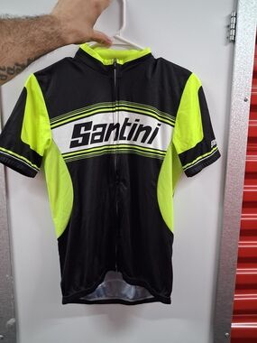 Santini Men’s High-Visibility Black and Neon Yellow Cycling Jersey